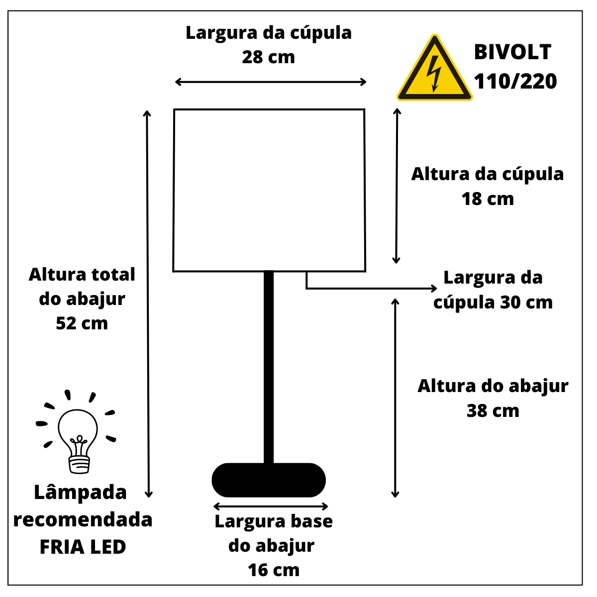 Abajur Sala Quarto Estilo Grande Pé Bronze Redondo 50 Cm Cúpula Redonda Algodão Crú - 4