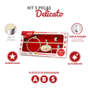 Ver imagem 2 de Kit Acessórios para Banheiro 5 Peças Linha Delicato Cor Bege e Cromado Durín