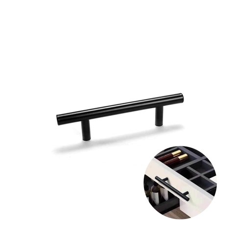 Puxador para Portas e Gavetas 192 mm x Ø12 mm Preto 4 Peças