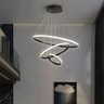 Lustre Pendente Luminaria 3 Arcos Aneis Perfil Luxo Infinito 48w Regulavel 3 em 1 Decoraçao Sala - 4