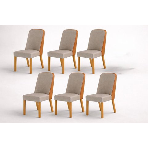 Kit 6 Cadeiras Maciça de Jantar Estofada Iza- Arbo Design