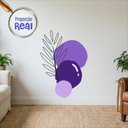 Ver imagem 2 de Adesivo Floral Boho Roxo Estilo Nórdico 100x69 Minimalista Mod.02