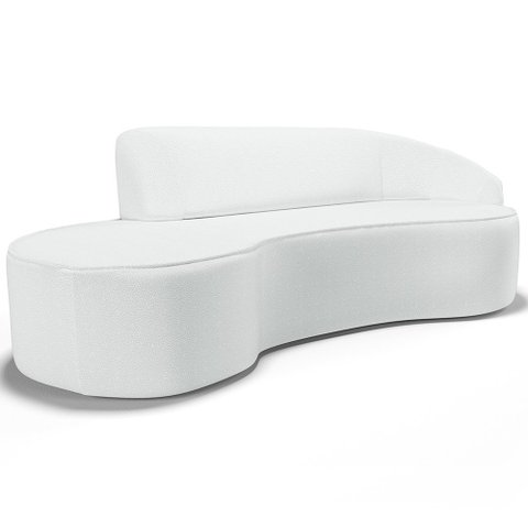 Sofá 4 Lugares Curvo Sala de Estar Living Firenze Direito D02 Corano Branco 280 cm C-12 - Lyam