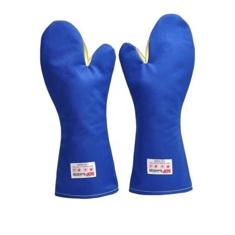 LUVA TÉRMICA MÃO DE GATO 250°C RADIANT HEAT 45CM AZUL 2 DEDOS RIO VALLEY CA 28688