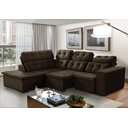 Ver imagem 1 de Sofá de Canto Retrátil e Reclinável 6 Lugares Pillow Top Suede Berlim Marrom Café