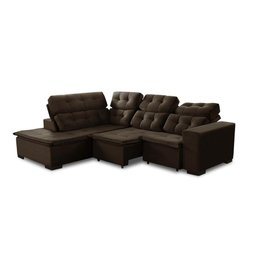 Sofá Canto Retrátil e Reclinável 6 Lugares Pillow Top Molas Bonnel Berlim Café - 1
