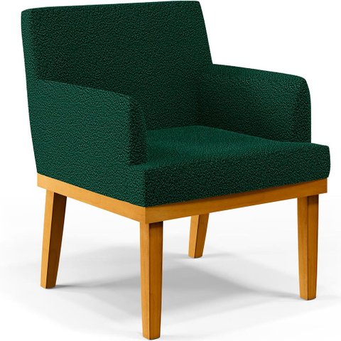 Poltrona Decorativa Para Sala De Estar E Recepção Beatriz W01 Bouclê Verde - Lyam Decor