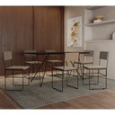Ver imagem 3 de Kit 6 Cadeiras de Jantar Estofadas Veludo Bege Aço Preto Vitoria