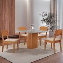 Ver imagem 1 de Mesa de Jantar Eloise 90cm Tampo Mdf Vidro com 4 Cadeiras Copper Moderna Mobília