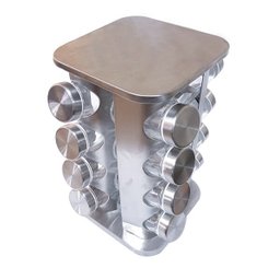 Porta Tempero Giratório em Inox 16 Peças Quadrado - Livon - 2