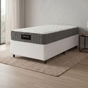 Ver imagem 4 de Cama Box com Colchão Solteiro Splendido Molas Ensacadas Tecido Malha e Suede Cinza e Branco