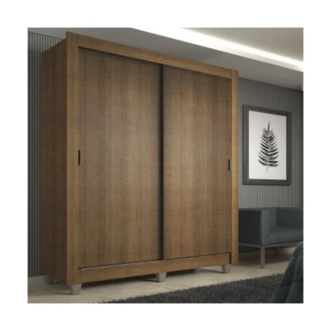 Guarda-Roupa Solteiro Madesa Denver 2 Portas de Correr com Pés Rustic Cor:Rustic