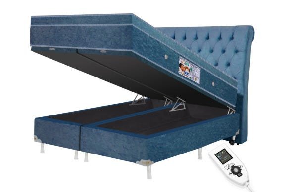 Colchão Magnético Infravermelho Massageador Bioquântico Queen Azul + Box Baú - 1