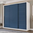 Ver imagem 1 de Guarda-roupa Casal Lisboa 3 Portas 4 Gavetas Branco/azul - Politorno