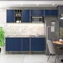 Ver imagem 1 de Cozinha Compacta Domus 6 Portas 5 Gavetas Silver/royal - Hecol Móveis