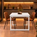 Ver imagem 3 de Mesa de Jantar Reforçada Industrial 140x50cm Tampo Branco Pés Branco