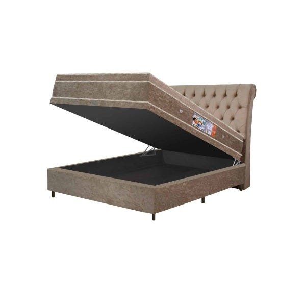 Colchão Magnético Infravermelho Antigermes Linha Luxo Casal Bege + Box Baú + Cabeceira - 1