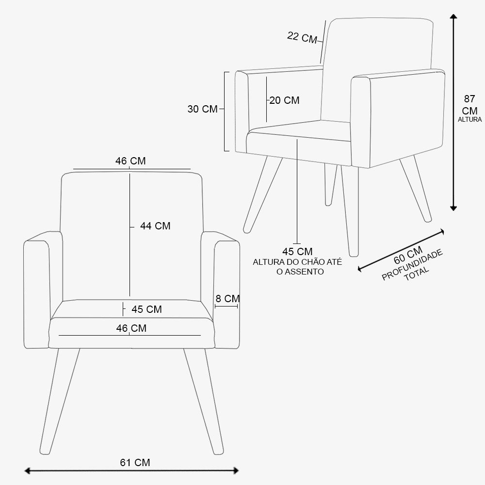 Kit 2 Poltronas Decorativas Cadeira Escritório Cor Bege - 4