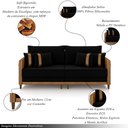 Ver imagem 3 de Sofá Montecarlo 3 Lugares 252cm Veludo/pu Preto/caramelo