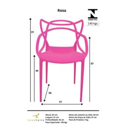 Cadeira Allegra Rosa - Kit com 4 - 8