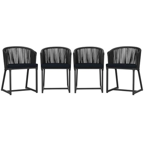 4 Cadeiras de Jantar Área Noronha em Alumínio com Pintura Preta Corda Náutica E12 Trama Original
