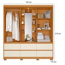 Ver imagem 2 de Guarda Roupa Solteiro Atena 02 Portas de Correr com Espelho e Cômoda Vittoria Cinamomo Off White - m