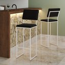 Ver imagem 1 de Banqueta Alta com Encosto Nina Industrial para Cozinha Bar Bancada Assento Moderno - Branco/preto
