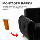 Ver imagem 6 de Sofá Veludo Preto Living 160cm 3 Lugares Confortável Sala de Estar Pes de Madeira - Top Sofás