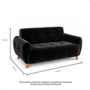 Ver imagem 5 de Sofá Veludo Preto Living 160cm 3 Lugares Confortável Sala de Estar Pes de Madeira - Top Sofás