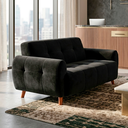 Ver imagem 2 de Sofá Veludo Preto Living 160cm 3 Lugares Confortável Sala de Estar Pes de Madeira - Top Sofás
