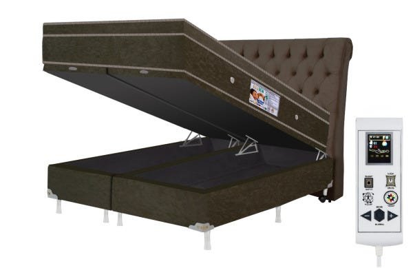 Colchão Magnético Infravermelho Massageador Bioquântico Cromoterapia Queen Marrom + Box Baú - 1