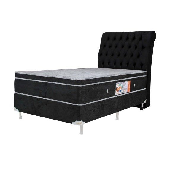 Colchão Magnético Infravermelho Antigermes Linha Luxo Solteiro Preto + Box + Cabeceira - 1