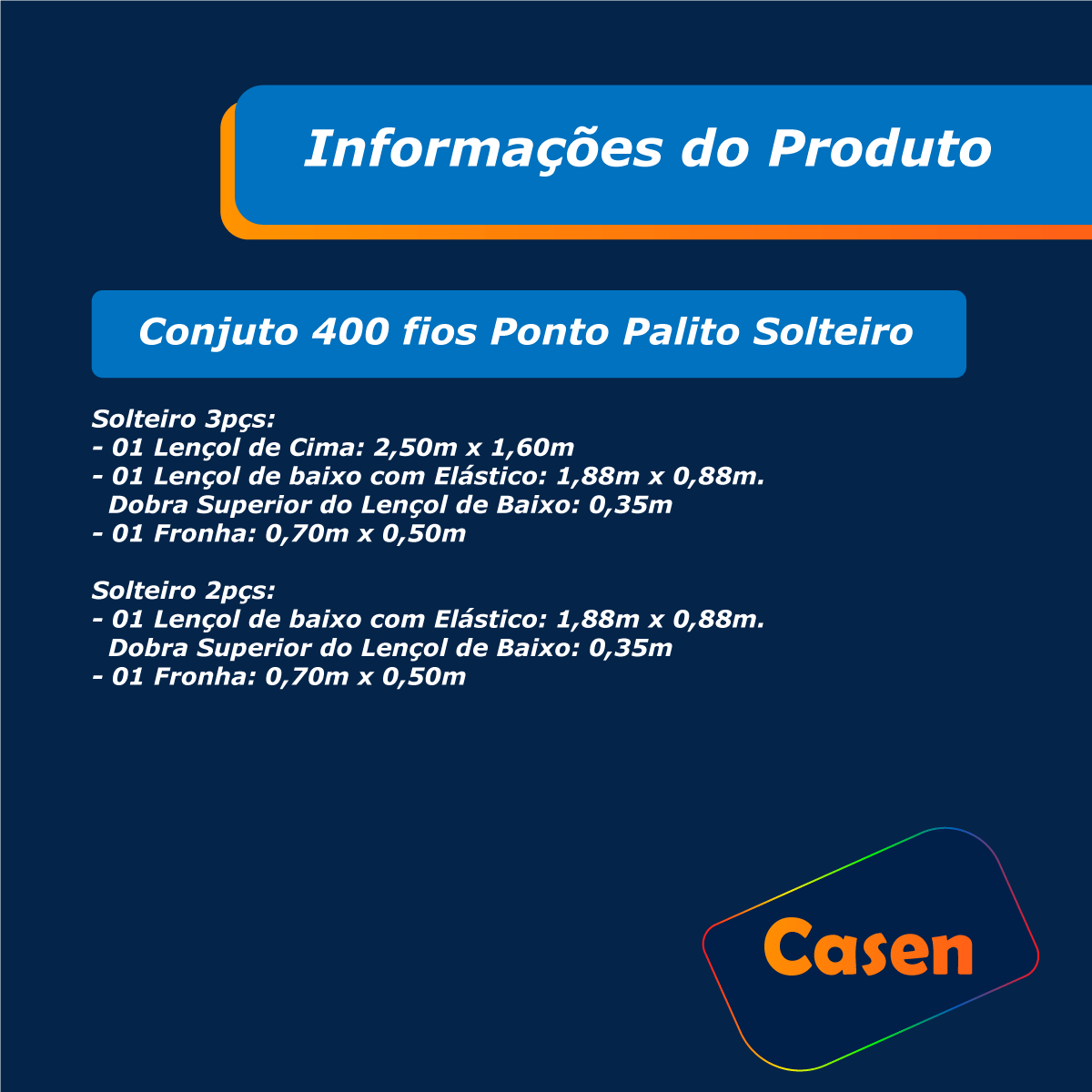 Lençol Pousada 3 pçs 400 fios Casen Ponto Palito Solteiro Cor:Palha - 6