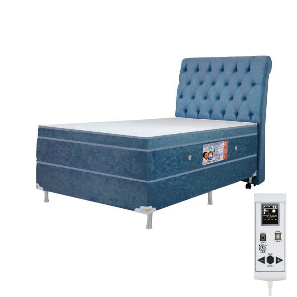 Colchão Solteiro Eco New Colchões Magnético Infravermelho 40 Tipo de Massagens Bio Quântico Azul - 1