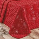 Ver imagem 3 de Kit Cobre Leito Colcha Atena Queen 5 Peças 100% Algodão 150 Fios Bordado Floral - Vermelho