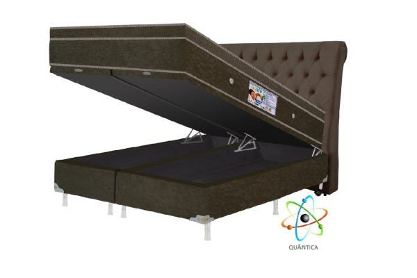 Colchão Magnético Infravermelho Antigermes Linha Luxo Quântico Queen Marrom + Box Baú + Cabeceira - 1