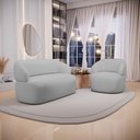 Ver imagem 2 de Kit Poltrona Giratória e Sofá Orgânico Living Glee 03 Lugares 170cm Linho Cinza - Abmaza