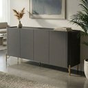 Ver imagem 1 de Balcão Buffet Bend Contemporâneo 4 Portas MDF 180cm Grigio com Bronze e Dourado Casa Lar Shop