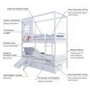 Ver imagem 5 de Beliche Casinha Reta 2 Gav Escorregador Removível Branco