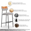 Ver imagem 3 de Kit 3 Banquetas Alta Sala de Jantar Lisa Pés Preto Linho/PU Cinza/Caramelo m² - Monari Design