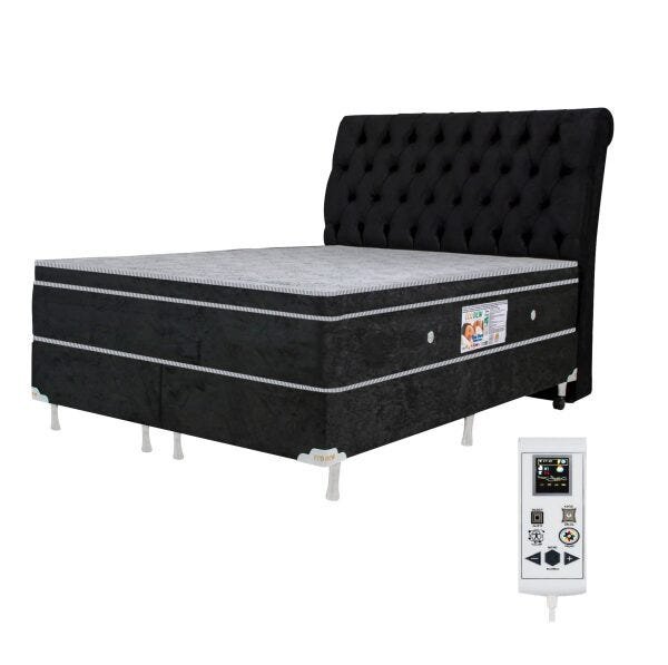 Colchão Magnético Infravermelho Massageador Bioquântico Cromoterapia Queen Preto + Box + Cabeceira - 1