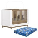 Ver imagem 1 de Berço Americano Mini Cama Aconchego Branco/jequitibá com Colchão Baby Physical - Móveis Henn