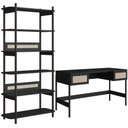 Ver imagem 1 de Estante Livreiro Home Office e Mesa Escrivaninha Pés Madeira Moss A03 Nero Preto - Lyam Decor