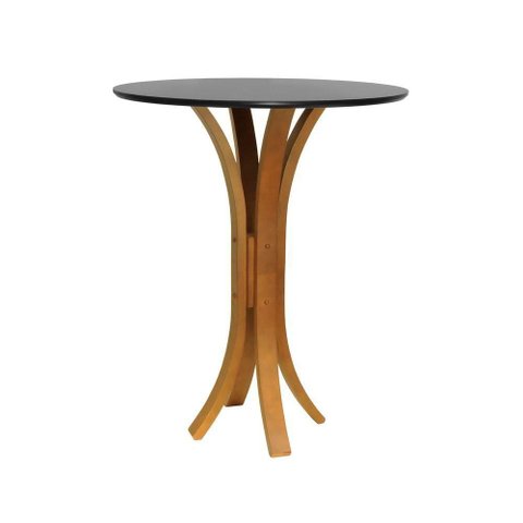 Mesa Bistrô Valencia 2 Lugares Redonda MDF 80cm Amêndoa Laqueado Preto Decorise