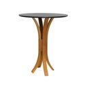 Ver imagem 1 de Mesa Bistrô Valencia 2 Lugares Redonda MDF 80cm Amêndoa Laqueado Preto Decorise