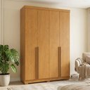 Ver imagem 1 de Guarda-Roupa Solteiro 4 Portas 2 Gavetas em MDF Lugano Marrom/Cerejeira