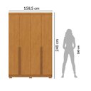 Ver imagem 3 de Guarda-Roupa Solteiro 4 Portas 2 Gavetas em MDF Lugano Marrom/Cerejeira