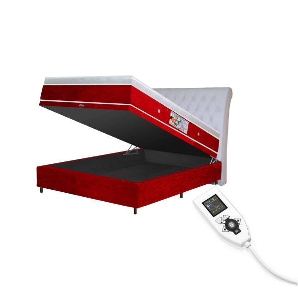 Colchão Magnético Infravermelho Massageador Bioquântico Casal Vermelho + Box Baú - 1