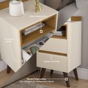 Ver imagem 2 de Kit 2 Mesa de Cabeceira Alamo Retro Quarto Canto 2 Gavetas Off White