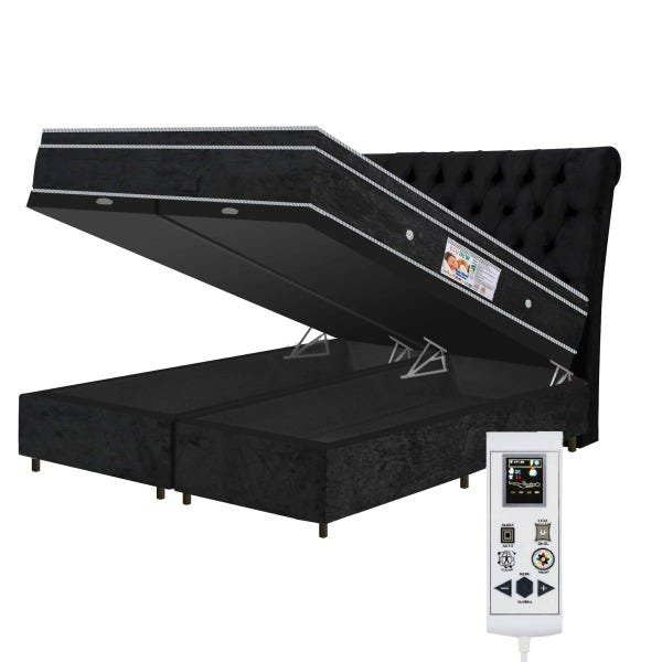 Colchão Magnético Infravermelho Massageador Eco Ozônio King + Box + Box Baú Preto - 1